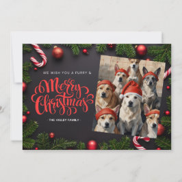 Tarjeta de Navidad con foto festiva de mascotas