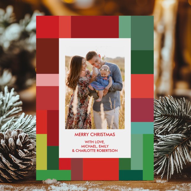 Tarjeta de Navidad con Foto Geométrica de Bloques  (Subido por el creador)