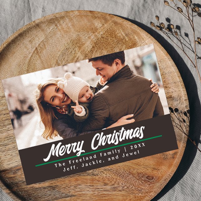Tarjeta de Navidad con Foto Marrón Retro | Horizon (Subido por el creador)