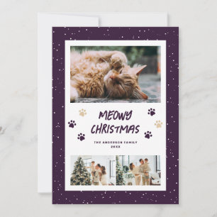 Tarjeta de Navidad con Foto Meowy Snow 3 Patas de