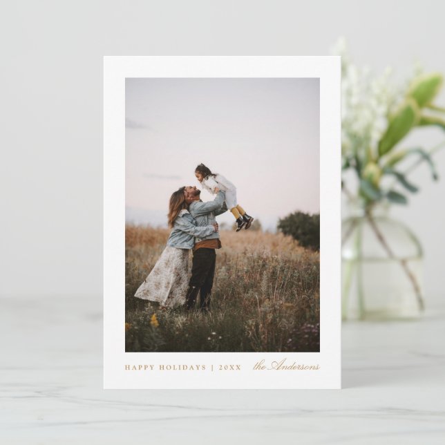 Tarjeta de Navidad con Foto Minimalista (Anverso de pie)