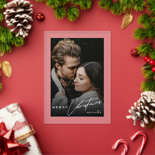 Tarjeta de Navidad con foto Minimalista Script Ele