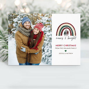 Tarjeta de Navidad con Foto Moderna Alegre y Brill