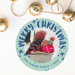 Tarjeta de Navidad con Foto Moderna y Escrita a Ma