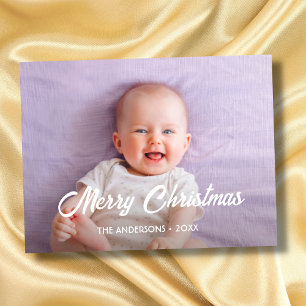 Tarjeta de Navidad con Foto Moderna y Letra Elegan