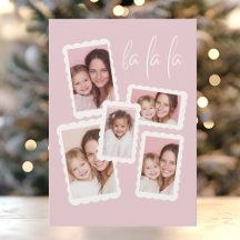 Tarjeta de Navidad con Foto Multi “Fa La La” Rosa 