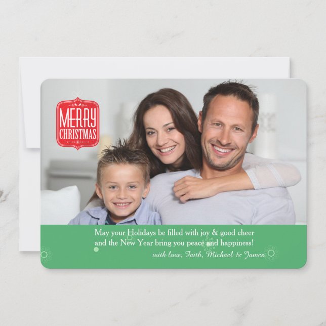 Tarjeta de Navidad con Foto Navideña Antigua (Anverso)