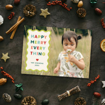 Tarjeta de Navidad con Foto Ondulada Feliz de Marf