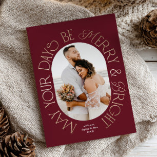 Tarjeta de Navidad con Foto Ovalada y Tipografía D