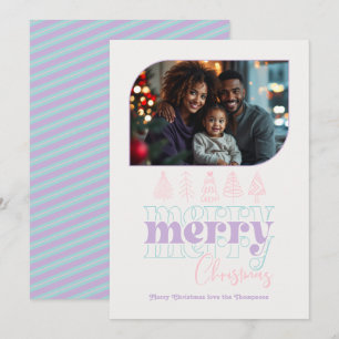 Tarjeta de Navidad con Foto Pastel Snowglobe Moder