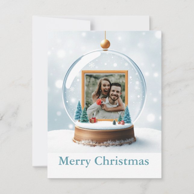 Tarjeta de Navidad con Foto Personalizable de Glob (Anverso)