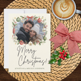 Tarjeta de Navidad con Foto Personalizada Elegante