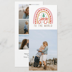Tarjeta de Navidad con Foto Rainbow Joy to the Wor