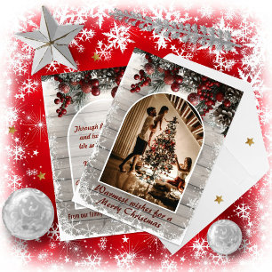 Tarjeta de Navidad con Foto Reflexiones Rústicas