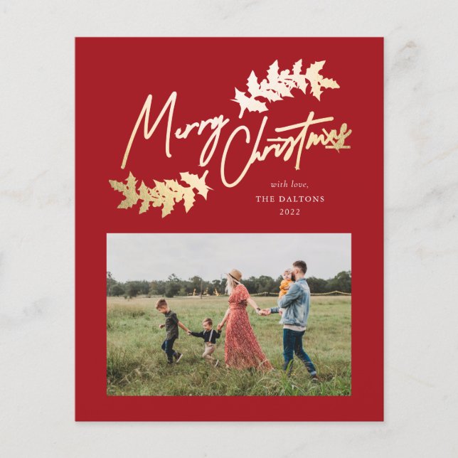 Tarjeta de Navidad con foto roja de presupuesto do (Anverso)