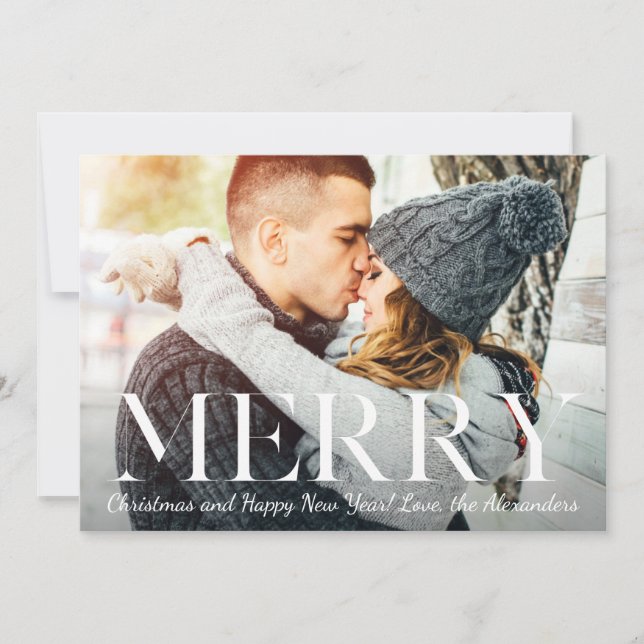 Tarjeta de Navidad con Foto Rústica Muy Alegre (Anverso)