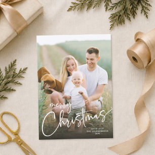 Tarjeta de Navidad con Foto Script Moderno