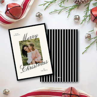 Tarjeta de Navidad con Foto Simple Borde Elegante