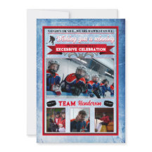 Tarjeta de Navidad con foto temática de hockey