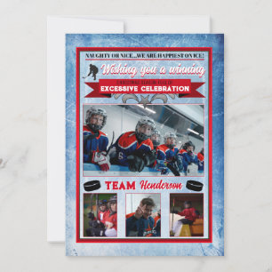 Tarjeta de Navidad con Foto Temática de Hockey