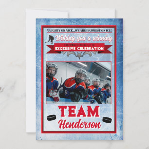 Tarjeta de Navidad con foto temática de Hockey 1