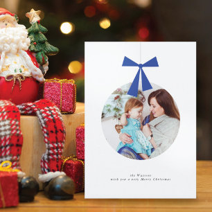 Tarjeta de Navidad con Foto y Adorno Minimalista M