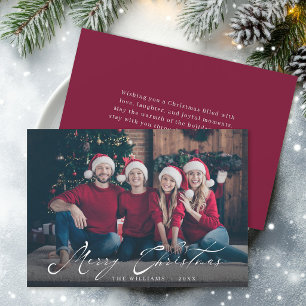 Tarjeta de Navidad con Foto y Caligrafía Elegante 