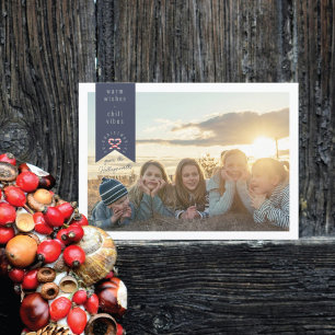 Tarjeta de Navidad con foto y cinta de la Marina