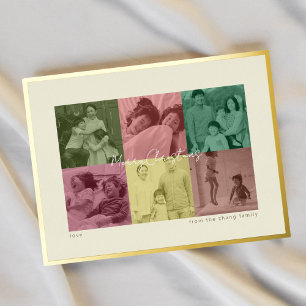 Tarjeta de Navidad con foto y foil dorado estilo P