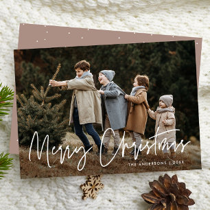 Tarjeta de Navidad con Foto y Letra manuscrita Fel