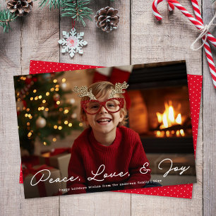 Tarjeta de Navidad con Foto y Letra Minimalista Pa