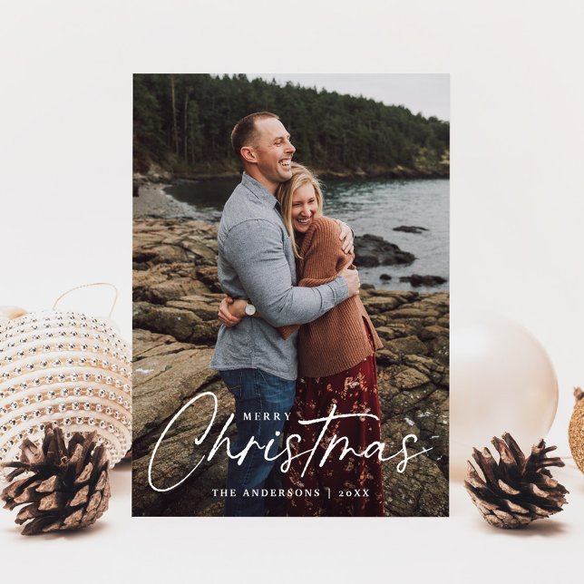Tarjeta de Navidad con Foto y Letra Moderna (Subido por el creador)