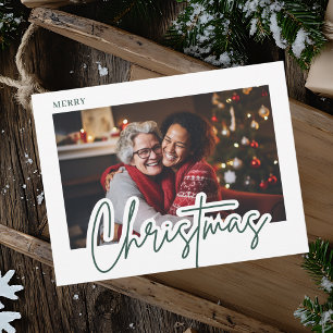 Tarjeta de Navidad con Foto y Letra Moderna en Ver