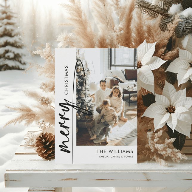 Tarjeta de Navidad con Foto y Letra Negra Moderna (Subido por el creador)