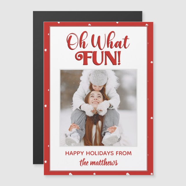 Tarjeta de Navidad con foto y letra script diverti (Anverso/Reverso)
