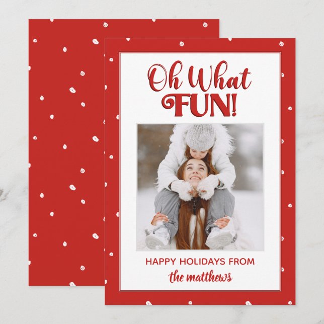 Tarjeta de Navidad con foto y letra script diverti (Anverso / Reverso)