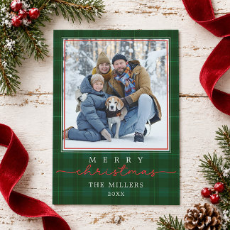 Tarjeta de Navidad con Foto y Letra Script en Cuad