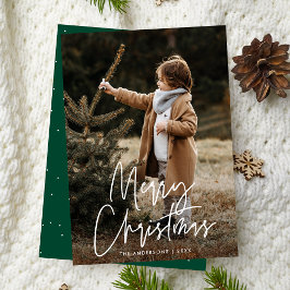 Tarjeta de Navidad con Foto y Letra Verde