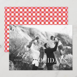 Tarjeta de Navidad con Foto y Texto Blanco Felices