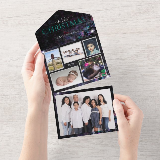 Tarjeta de Navidad con fotos familiares personaliz (desgarro)