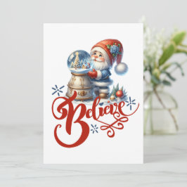 Tarjeta de Navidad con gnomo adorable y globo de n