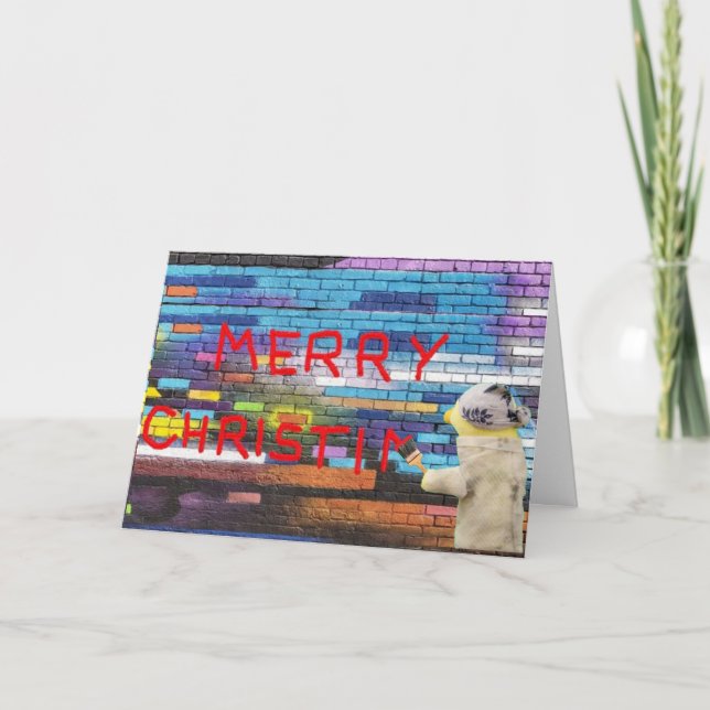 Tarjeta de Navidad con grafiti de Feliz Navidad (Anverso)