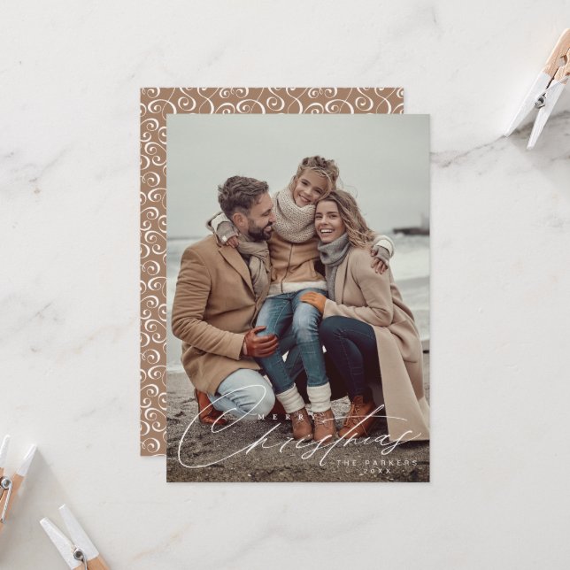 Tarjeta de Navidad con guión de Feliz Navidad (Anverso/Reverso In Situ)