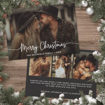 Tarjeta de Navidad con guión Merry Christmas Rústi