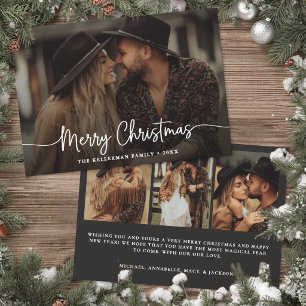 Tarjeta de Navidad con guión Merry Christmas Rústi