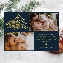 Tarjeta de Navidad con guión mínimo de dos fotos a