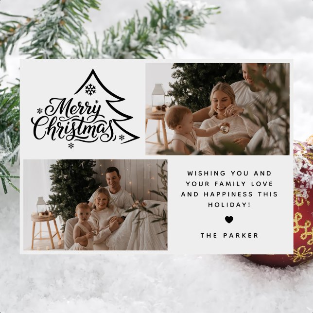 Tarjeta de Navidad con guión mínimo y dos fotos Fe (Subido por el creador)