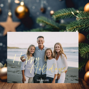 Tarjeta de Navidad con guión moderno de felices fi
