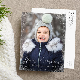 Tarjeta de Navidad con guión moderno y copos de ni