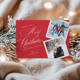 Tarjeta de Navidad con guión rojo 2 Colage de foto